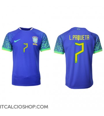 Brasile Lucas Paqueta #7 Seconda Maglia Mondiali 2022 Manica Corta